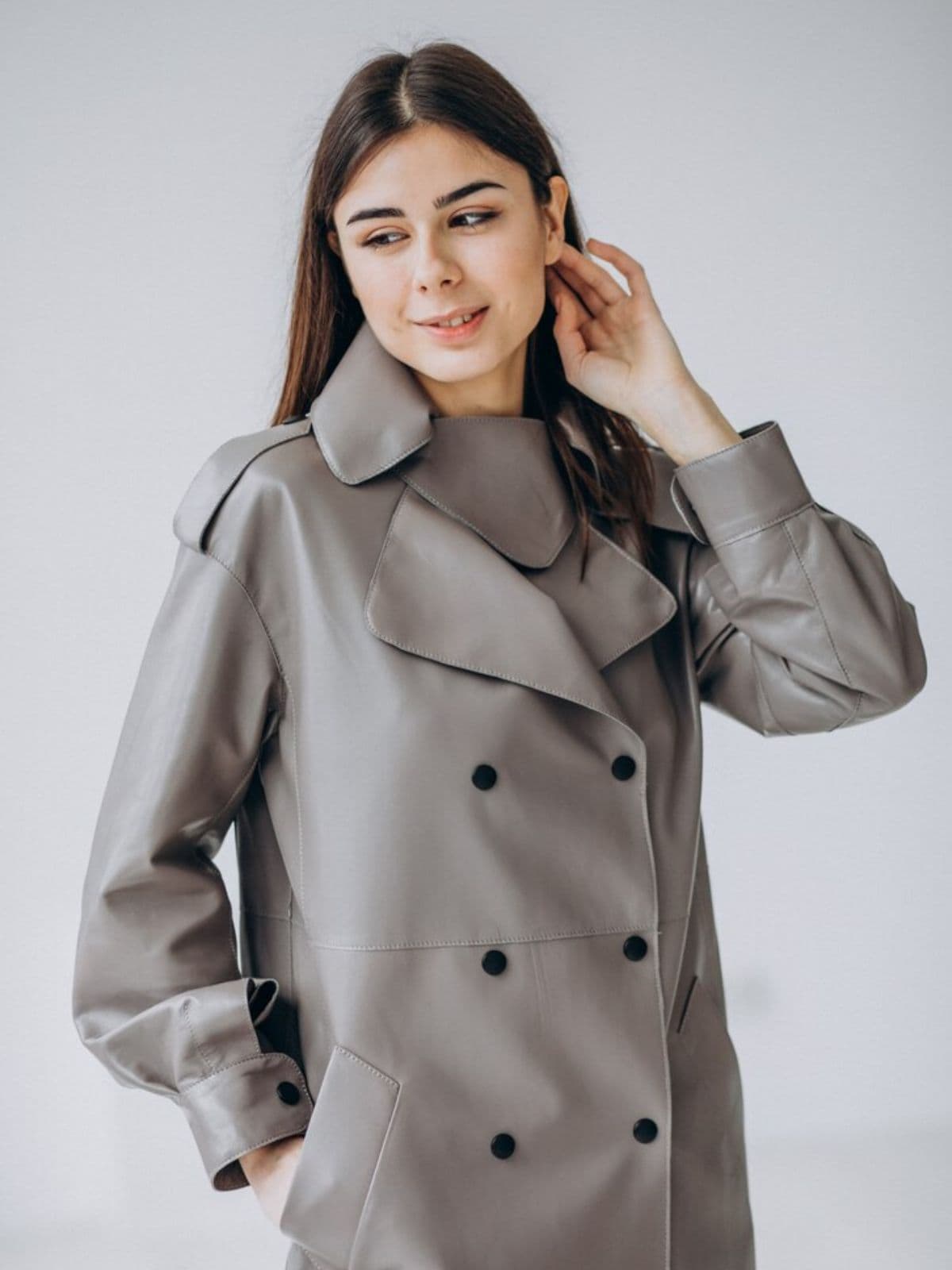 Classic Taupe Double-Breasted Trench Coat 1