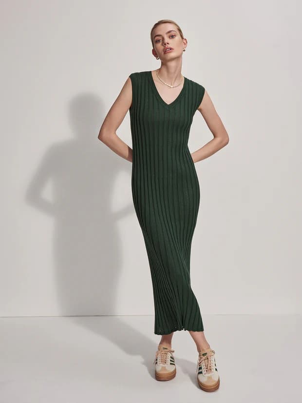 Forest Green Knit Maxi Dress 1