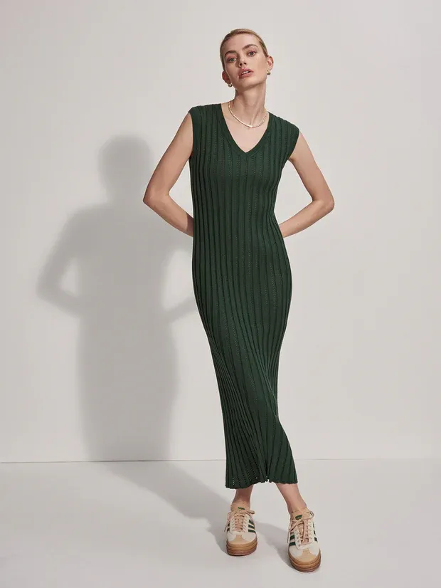 Forest Green Knit Maxi Dress