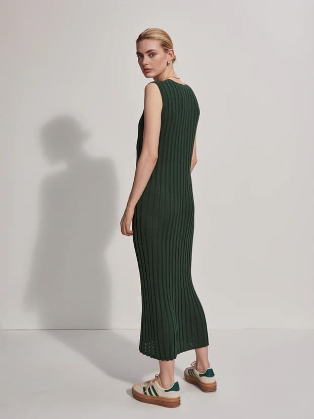 Forest Green Knit Maxi Dress 2